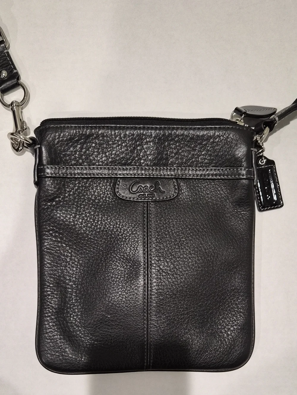 Coach Black Pebbled Leather Messenger Crossbody